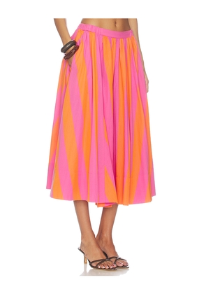 Free People x free-est Lowen Striped Midi Skirt In Pink Combo in Pink. Size L. Also in M, S, XL, XS.