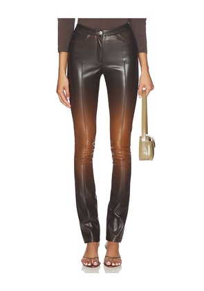 GCDS Zippers Faded Faux Leather Skinny Pant in Brown. Size 38. Also in 40.