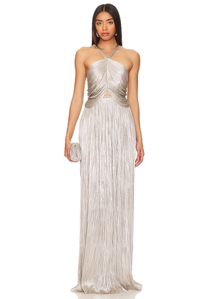 Maria Lucia Hohan Ravisa Gown in Metallic Silver. Size 38/6. Also in 40/8.
