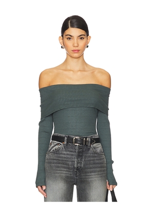 LA Made Kayla Off Shoulder Long Sleeve Top in Sage. Size M. Also in XL, XXL.
