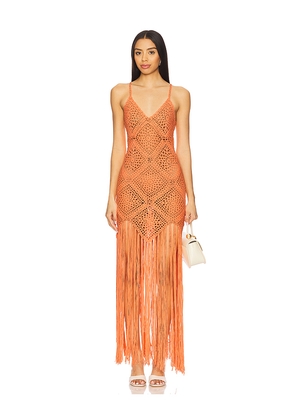 Line & Dot Wandering Crochet Dress in Coral. Size M. Also in S, XS.