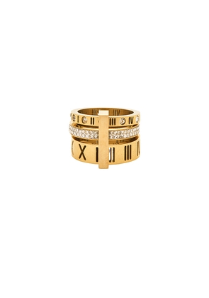 Mazin Jewels Roman Numeral Ring in Metallic Gold. Size 6. Also in 7, 8.