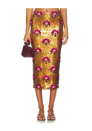 Le Superbe Desert Flower Liza Skirt in Metallic Gold. Size L. Also in S.