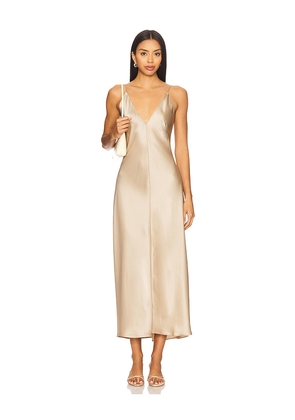 LESET Barb Slip Dress in Beige. Size M. Also in S.