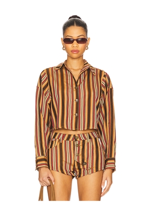 LIONESS Sundrenched Shirt in Brown. Size S. Also in XS.