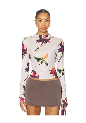 LIONESS Hamptons Long Sleeve Top in Beige. Size M. Also in S, XS, XXS.