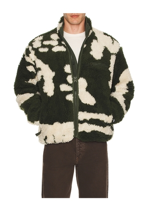 Obey Shaggy Sherpa Jacket in Green. Size L. Also in S.