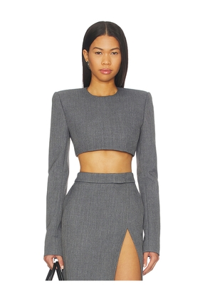 LaQuan Smith Long Sleeve Crop Top in Grey. Size S. Also in XS.
