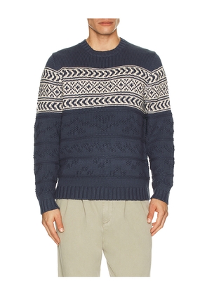 Marine Layer Textured Fair Isle Sweater in Blue. Size S. Also in XL/1X.