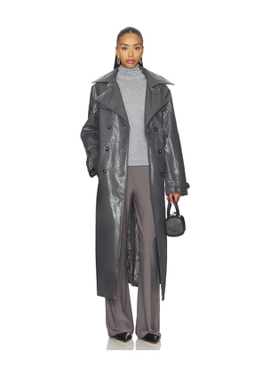 MADISON THE LABEL Hutson Trench in Charcoal. Size L. Also in S, XS.