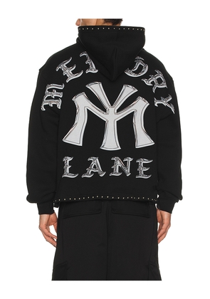 Memory Lane M-Shield Studded Crop Hoodie in Black. Size S. Also in XL/1X.