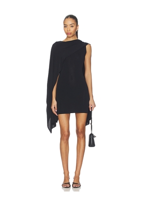 L'Academie by Marianna Nasim Knit Cape Mini Dress in Black. Size L. Also in M, S, XL, XS, XXS.