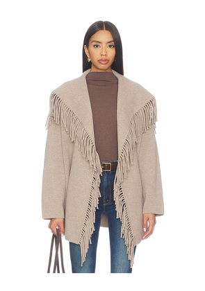NAADAM Wool Tie Waist Fringe Coat in Taupe. Size M. Also in L.