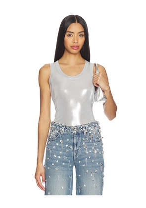 Norma Kamali Racer Tee in Metallic Silver. Size L. Also in M, S, XS.