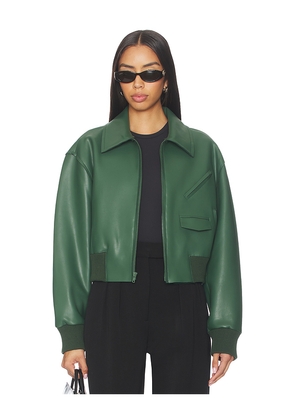 Norma Kamali Mens Zip Front Classic Cropped Jacket in Army. Size M. Also in S, XS, XXS.