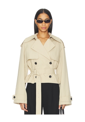L'Academie by Marianna Kimmi Cropped Trench Jacket in Taupe. Size L. Also in M, S, XL, XS, XXS.