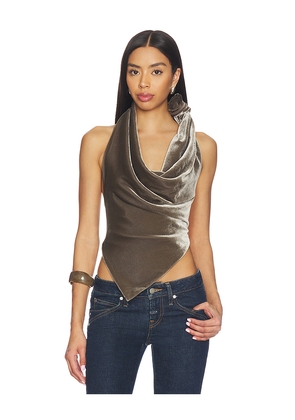 Monse Velvet Leather Strap Halter Top in Brown. Size 4. Also in 6, 8.