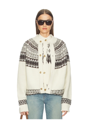 Monse Fold-Up Fair Isle Cardigan in Ivory. Size M. Also in S, XS.