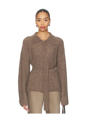 L'Academie by Marianna Jessamy Knit Belted Cardigan in Brown. Size L. Also in M, S, XL, XS, XXS.