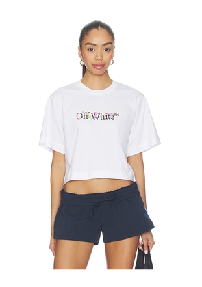 OFF-WHITE Bookish Glowing Flower Tee in White in White. Size L. Also in M, S, XL, XS.