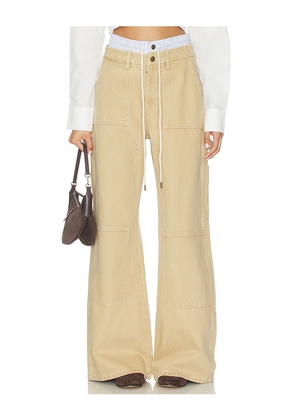 Monse Double Waistband Wide Leg Pant in Tan. Size 0. Also in 4, 6.