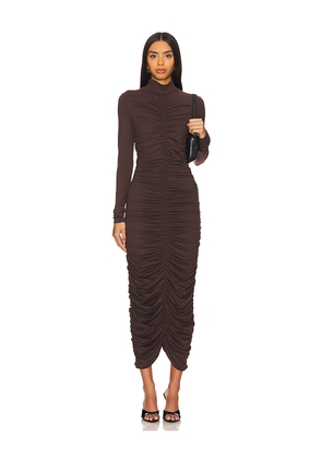 Susana Monaco Mock Gathered Long Sleeve Dress in Brown. Size M. Also in L, S, XS.
