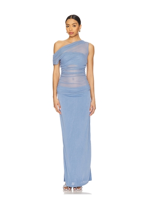 SOVERE Thea Mesh Dress in Blue. Size M. Also in S, XL, XS.
