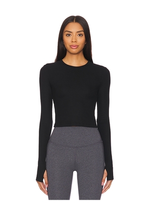 Splits59 Louise Rib Long Sleeve Crop Top in Black. Size L. Also in M.