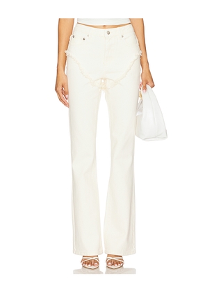 SEROYA Dahlia Frayed Bootcut Jeans in Cream. Size 26. Also in 29, 30, 31.