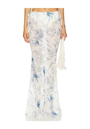 SNDYS St. Ives Maxi Skirt in White,Blue. Size M. Also in S, XS, XXL, XXS.