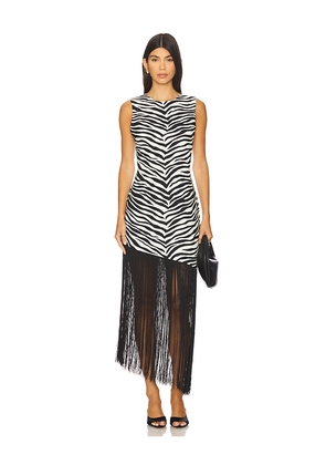 SIMONMILLER Casablanca Fringe Dress in Black,White. Size XS. Also in M.