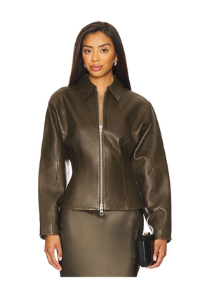 The Sei Fitted Leather Jacket in Army. Size 4. Also in 6.