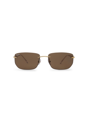 Ray-Ban Rectangular Sunglasses in Metallic Gold.