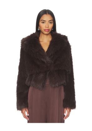 The Sei Faux Fur Bomber Jacket in Chocolate. Size 0. Also in 6, 8.
