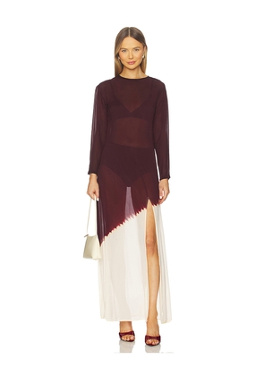 SWF Sheer Panel Maxi Dress in Wine. Size M. Also in S, XS.