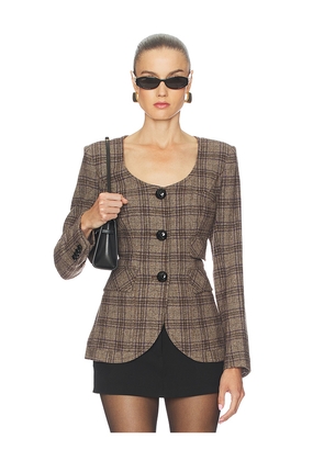 Smythe Portrait Neck Blazer in Brown. Size 2. Also in 4, 8.