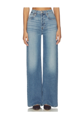 RE/DONE High Rise Wide Leg Jeans in Blue. Size 24. Also in 25, 26, 27, 28, 29, 30, 31.