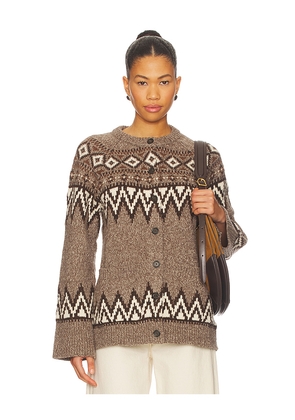 Polo Ralph Lauren Fair Isle Wool Blend Cardigan in Brown. Size L. Also in XXS.