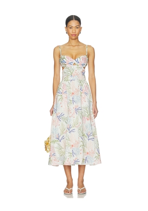 PatBO Seaweed Flutter Midi Dress in White. Size 2. Also in 4, 8.