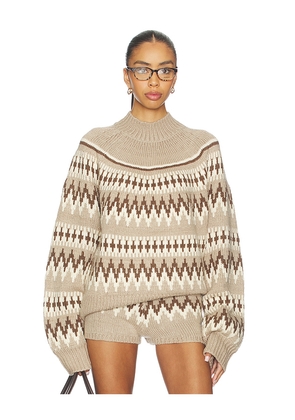 SEROYA Tirza Sweater in Tan,Brown. Size L. Also in S, XS.