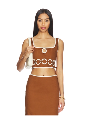 Saudade Zuma Top Set in Brown,White. Size L. Also in M, S, XL, XS.