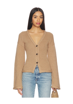 Tularosa Della Braided Detail Cardigan in Brown. Size L. Also in M, S, XL, XS, XXS.