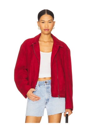 Understated Leather x REVOLVE Rex Bomber Jacket in Burgundy. Size M. Also in S.