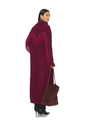 Understated Leather Long Rodeo Cardigan in Wine. Size M/L. Also in XS/S.