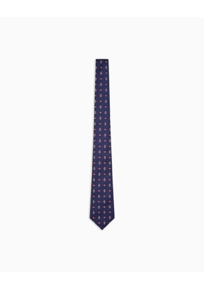 Silk tie with geometric jacquard motif