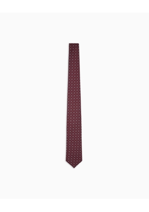 Silk tie with geometric jacquard motif