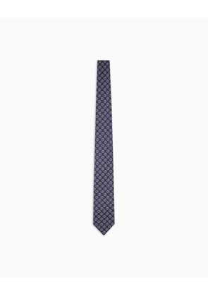 Pure silk tie with jacquard monogram