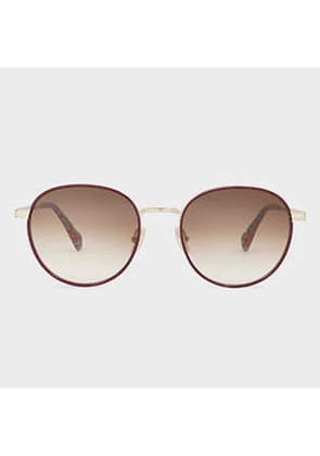 Paul Smith Gold and Burgundy 'Mabley' Sunglasses Multicolour