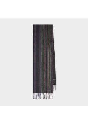 Paul Smith Grey Tonal Stripe Lambswool Scarf