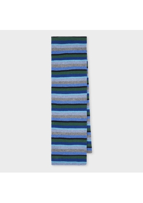 Paul Smith Dark Blue 'Seasonal Stripe' Lambswool Scarf